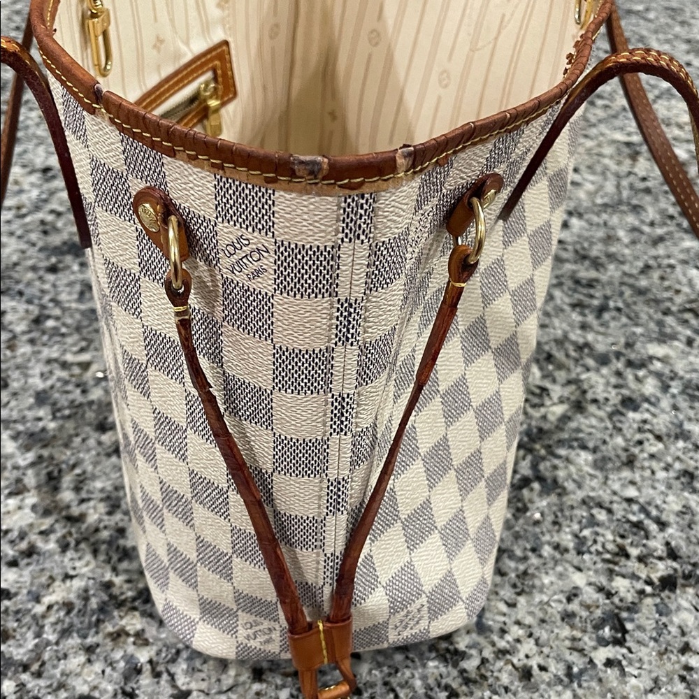 Louis Vuitton Damier Azur Canvas Tote with Brown Leather Trim - Picture 6 of 14